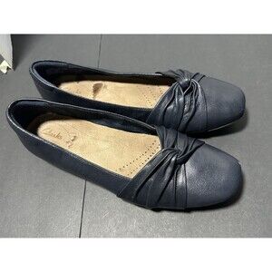 Clarks Women's Candra Gleam Ballet Flats Black Leather Size US 10